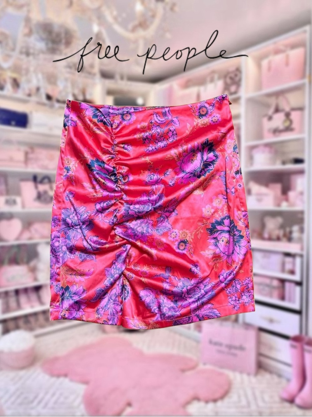 Y2K Floral Pink and Purple Women's Skirt
